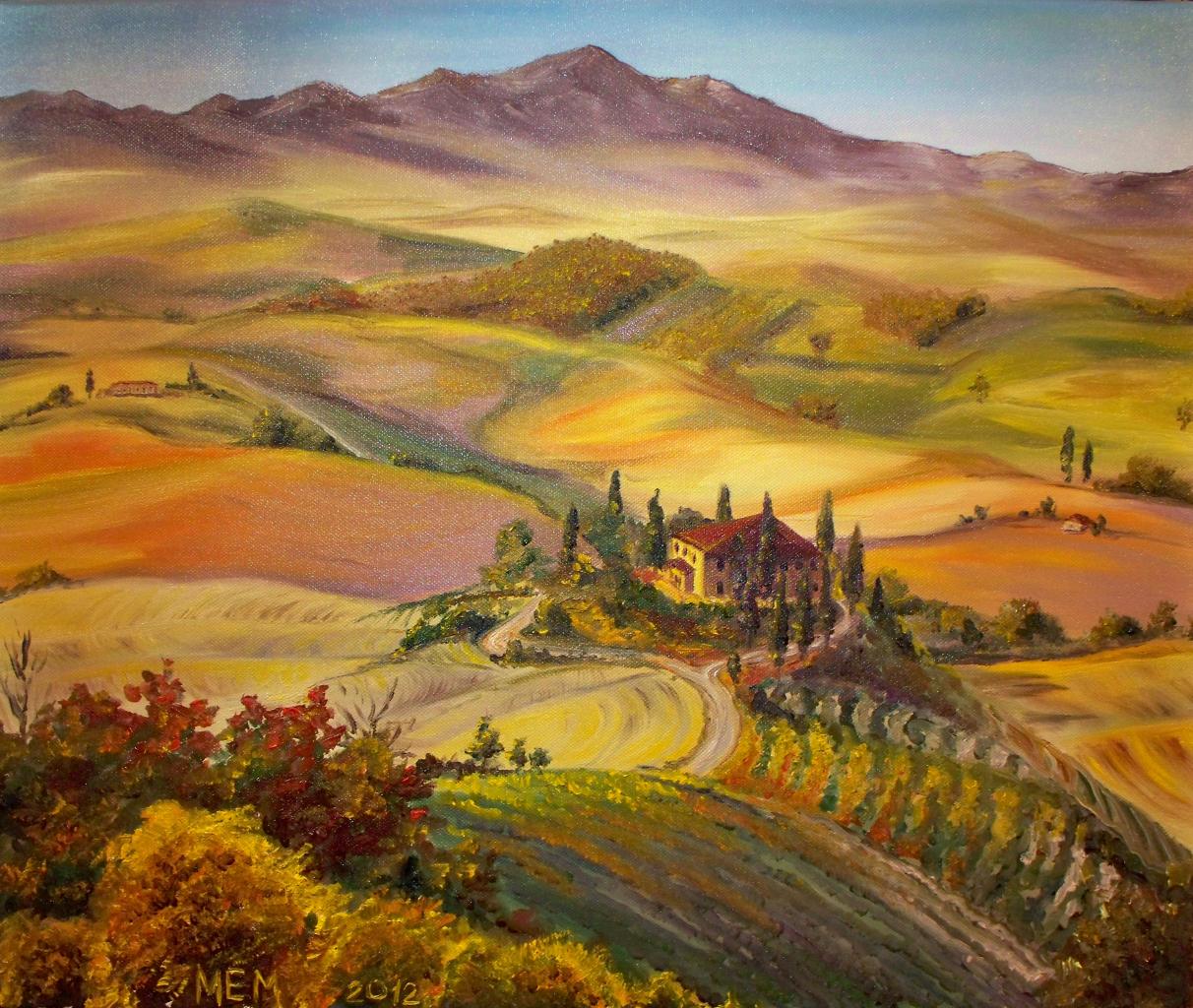 Холмы картины. Тоскана картины. Художник Италия Тоскана. Тоскана виноградники живопись. Тоскана итальянские холмы.